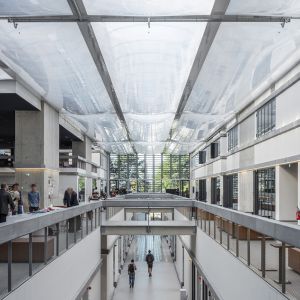 Hall of the library covered with ETFE